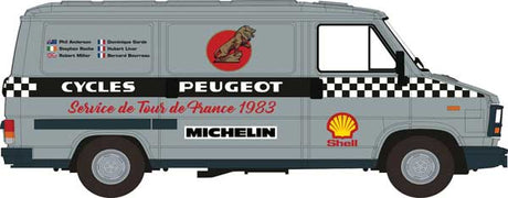 1982 Peugeot J5 Cargo Van - Assembled -- Bike Service 1982 Tour de France (gray, black, white, red, French Lettering)