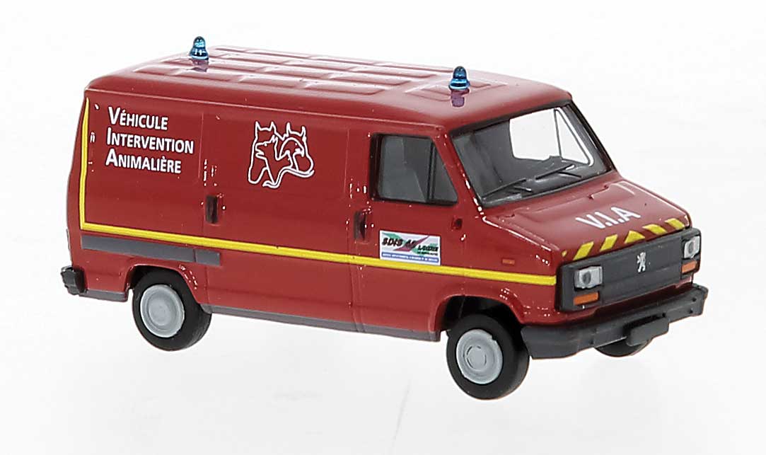 1982 Peugeot J5 Cargo Van - Assembled -- Via (red, yellow, French Lettering)