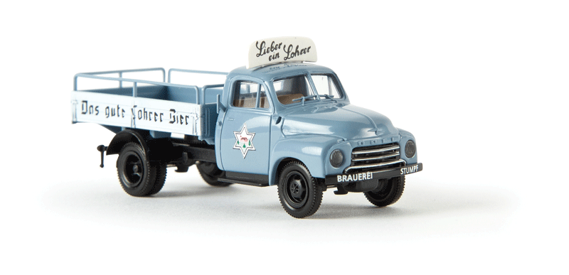 1953-1960 Opel-Blitz Pickup Truck - Assembled -- Bierpritsche Lohrer (blue, black, German Lettering)