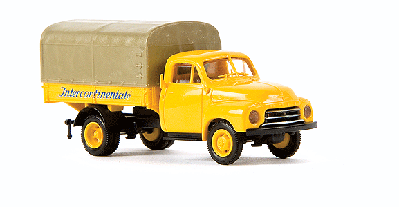 1953-1960 Opel-Blitz Low-Sided Delivery Truck - Assembled -- Intercontinentale (yellow, black, tan, German Lettering)