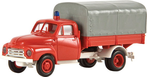 1953-1960 Opel-Blitz Low-Sided Delivery Truck - Assembled -- Fire Deartment (red, gray)-1