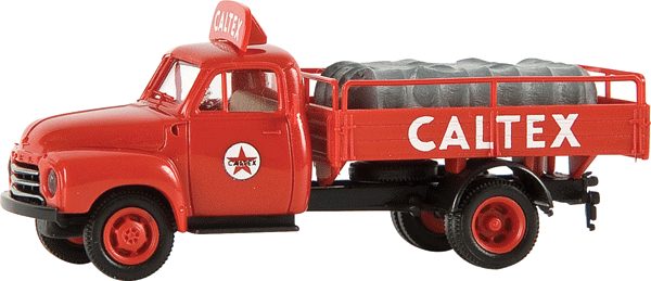 1953-1960 Opel-Blitz Low-Sided Delivery Truck - Assembled -- With Drum Load Caltex (red, German Lettering)
