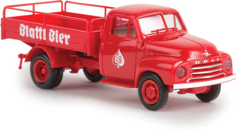1953-1960 Opel-Blitz Low-Sided Delivery Truck - Assembled -- Blattl Bier (red, white, German Lettering)