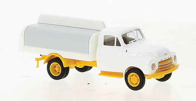 1953-1960 Opel-Blitz Low-Sided Delivery Truck w/Beverage Cover - Assembled -- White, Yellow (Economy)