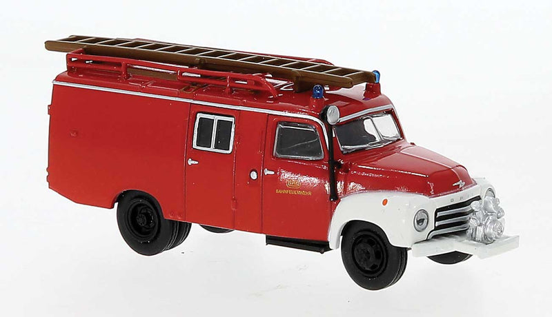 1952 Opel Blitz LF 8 Fire Truck - Assembled -- German Federal Railroad DB (red, white)