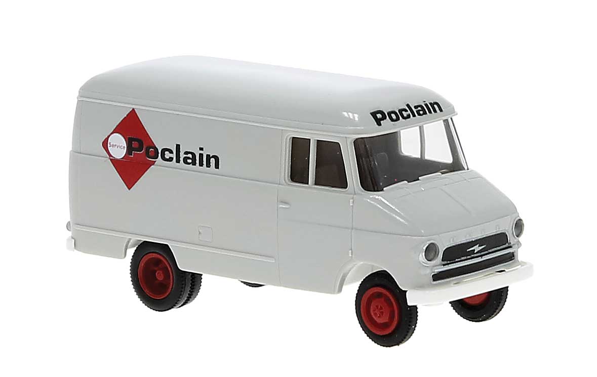 1953-1960 Opel-Blitz Kasten A Delivery Van - Assembled -- Poclain (white, red, black, German Lettering)