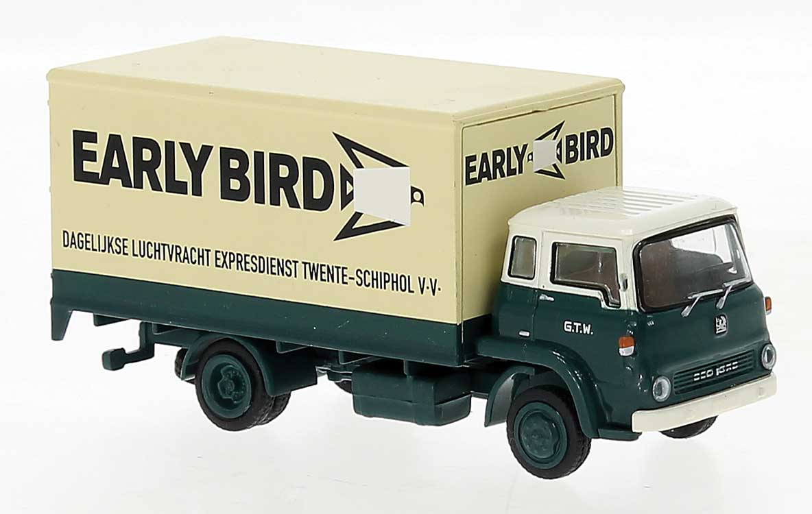1960 Bedford TK Box-Body Truck - Assembled -- Geldersche TW (Early Bird; yellow, green, white; German Lettering)