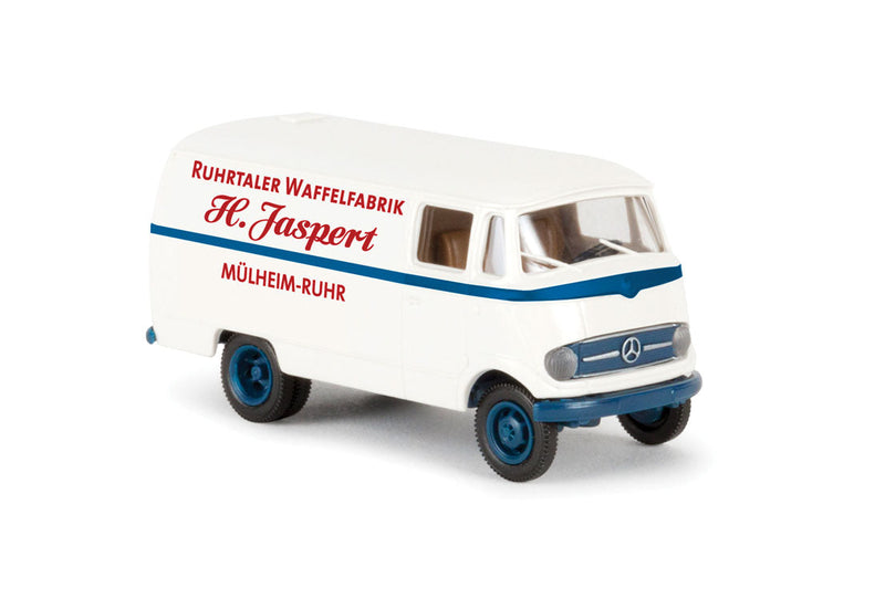 1956-1968 Mercedes-Benz L 319 Kasten Cargo Van - Assembled -- Ruhrtaler Waffelfabrik (white, red, blue, German Lettering)