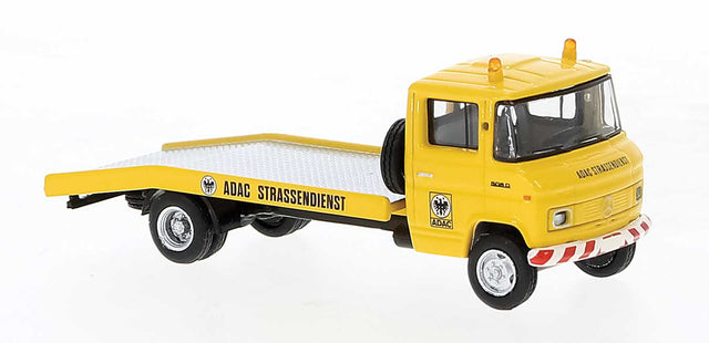 1969 Mercedes-Benz L608 Flatbed Tow Truck - Assembled -- ADAC (yellow, red, white, German Lettering)