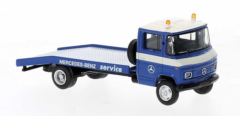 1969 Mercedes-Benz L608 Flatbed Tow Truck - Assembled -- Mercedes-Benz Service (blue, white, German Lettering)