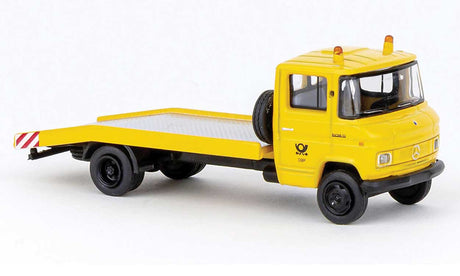 1969 Mercedes-Benz L508 Flatbed Tow Truck - Assembled -- German Post (yellow, black, German Lettering, Modern Logo)