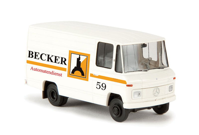 1980s Mercedes-Benz L 406 D Delivery Van - Assembled -- Becker Beer (white, yellow, German Lettering)