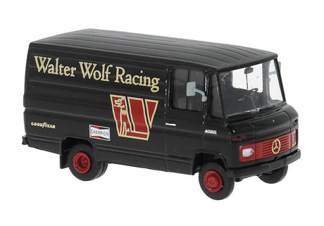1980s Mercedes-Benz L 406 D Cargo Van - Assembled -- Walter Wolf Formel1 Teams (black, red, German Lettering)