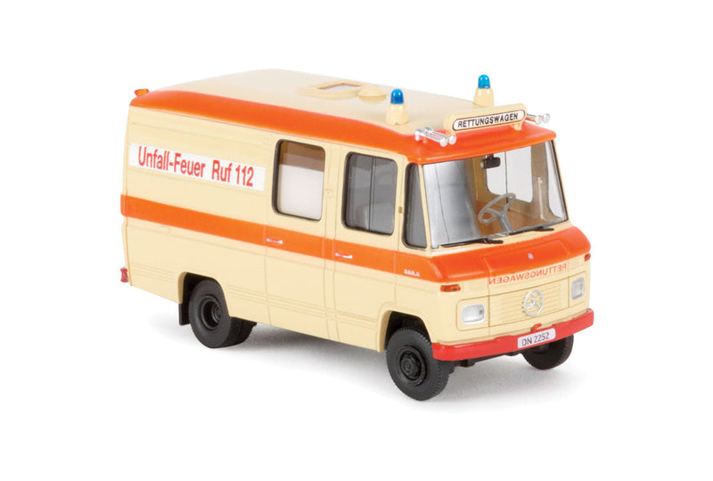 1968-1986 Mercedes-Benz L 508 Ambulance - Assembled -- Duren Ambulance (orange, ivory, German Lettering)