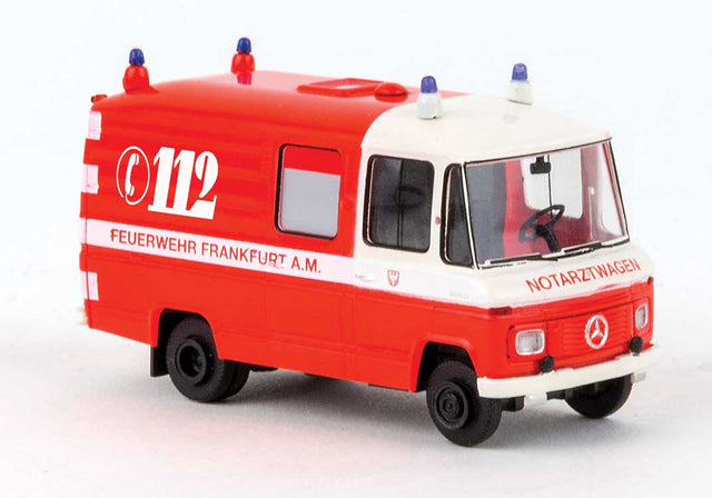 1968-1986 Mercedes-Benz L 508 RTW Ambulance - Assembled -- Frankfurt, Germany Fire Department (red-orange, white, German Lettering)