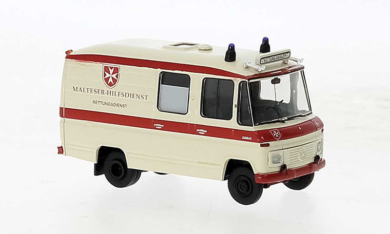 1968-1986 Mercedes-Benz L 508 RTW Ambulance - Assembled -- Malteser (ivory, red, German Lettering)