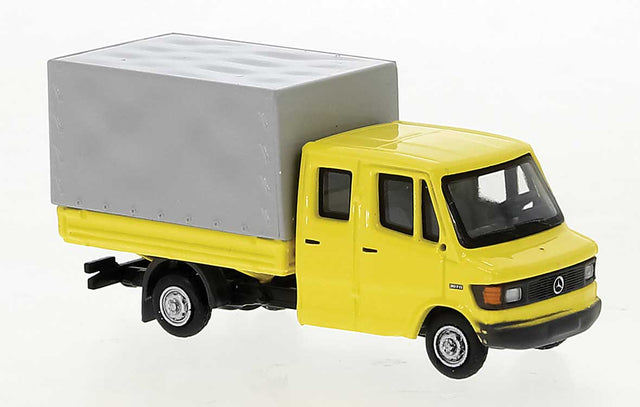 1988 Mercedes-Benz L207 Doka Low-Side Delivery Truck with Cover - Assembled -- Yellow, Gray