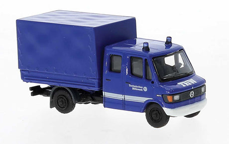 1988 Mercedes-Benz L207 Doka Low-Side Delivery Truck with Cover - Assembled -- THW (blue, white, German Lettering)