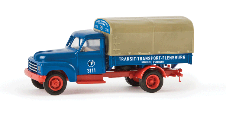 1950-1960 Hanomag L 28 Low-Side Delivery Truck - Assembled -- TTF (blue, red, German Lettering)