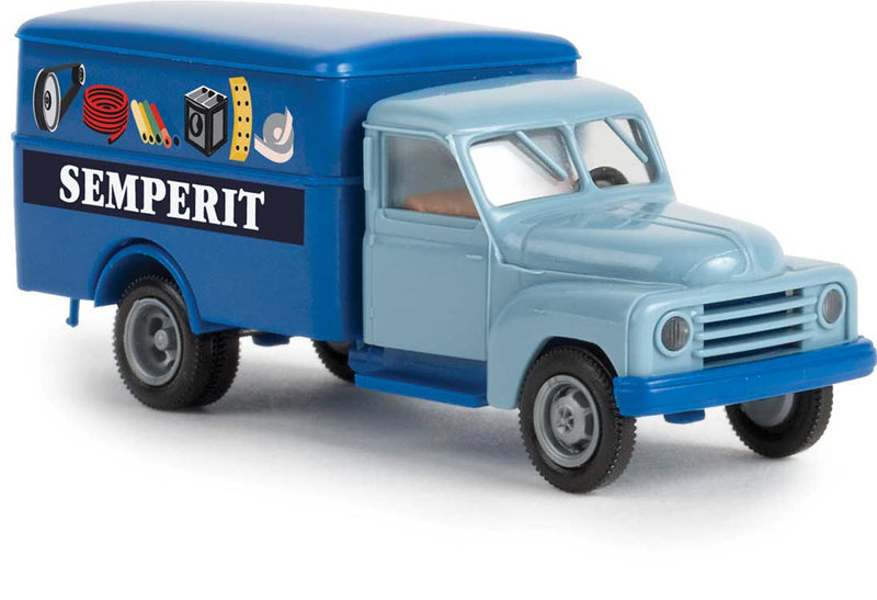 1950-1960 Hanomag L 28 Box-Body Delivery Truck - Assembled -- Semperit (blue, white, German Lettering)