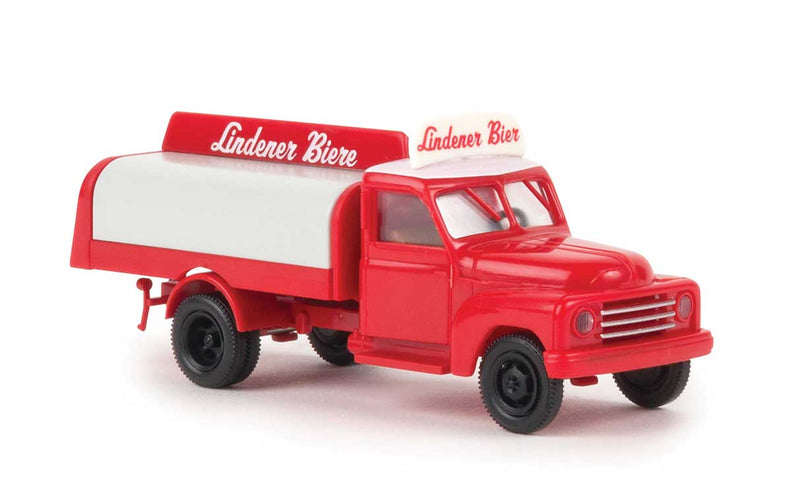 Hanomag L 28 Flatbed Delivery Truck - Assembled -- Lindener Biere (red, white, German Lettering)
