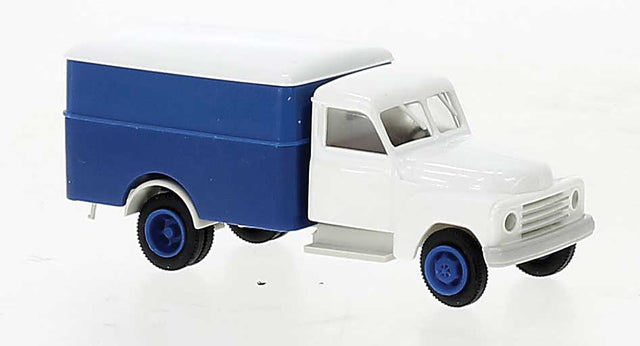 1950-1960 Hanomag L 28 Rounded Box-Body Delivery Truck - Assembled -- White, Blue (Economy)