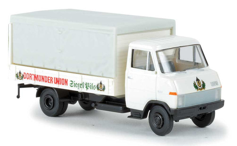 1967-1974 Hanomag-Henschel F 55 Low-Side Delivery Truck - Assembled -- Dortmunder Union Bier (white, gray, German Lettering)