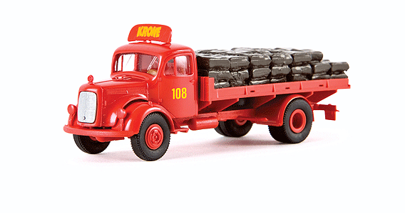 Mercedes-Benz L 311 Delivery Truck - Assembled -- With Animal Bedding Sack Load Circus Krone (white, blue)