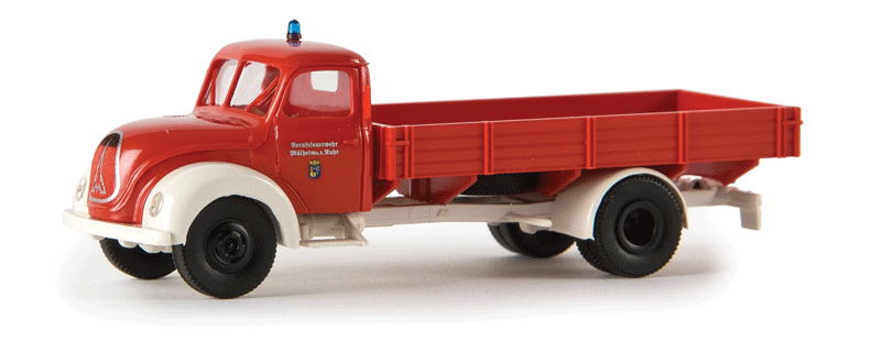 1950s Magirus Mercur Low-Side Truck - Assembled -- BF Mulheim (red, white, German Lettering)