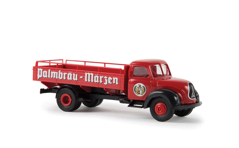 1950s Magirus Mercur Low-Side Truck - Assembled -- Palmbrau (red, white, German Lettering)