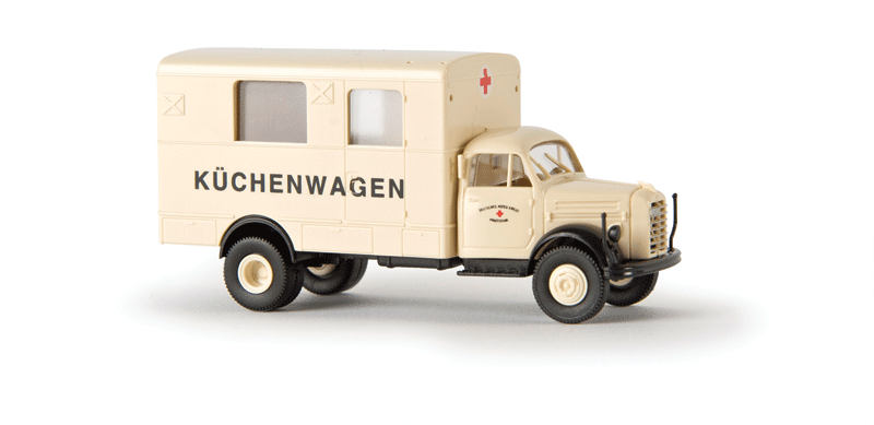 1953-1961 Borgward B 4500 Kitchen Truck - Assembled -- German Red Cross (ivory, black, German Lettering)