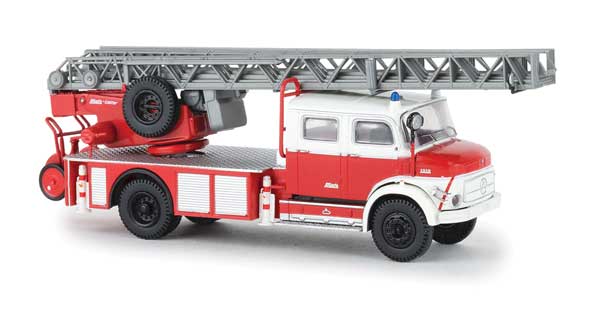 1950s Mercedes-Benz  L1519 DLK30 Fire Ladder Truck - Assembled -- hessen, Germany, Fire Department (red, white, German Lettering)