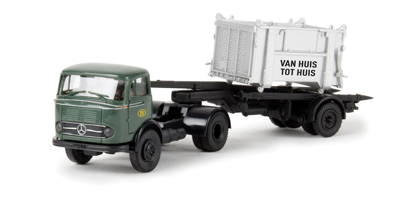 Mercedes-Benz LP 338 w/LCL Trailer & Load  - Assembled -- Belgium National Railways SNCB (green, Dutch Lettering)