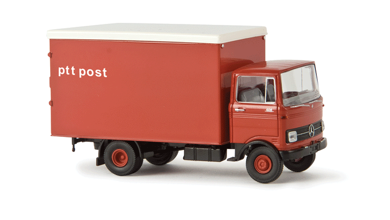 1965-1984 Mercedes-Benz LP 608 Box-Body Delivery Truck - Assembled -- Netherlands PTT Post (red, white, Dutch Lettering)-1
