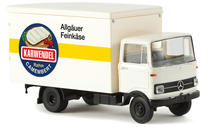 1965-1984 Mercedes-Benz LP 608 Box-Body Delivery Truck - Assembled -- Karwendel (white, yellow, blue, red, German Lettering)-1