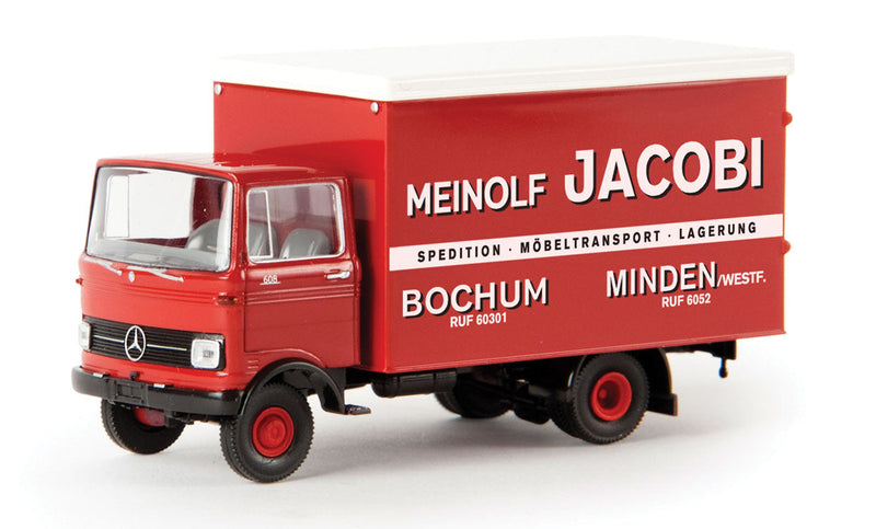 1965-1984 Mercedes-Benz LP 608 Box-Body Delivery Truck - Assembled -- Meinolf Jacobi (red, white, German Lettering)
