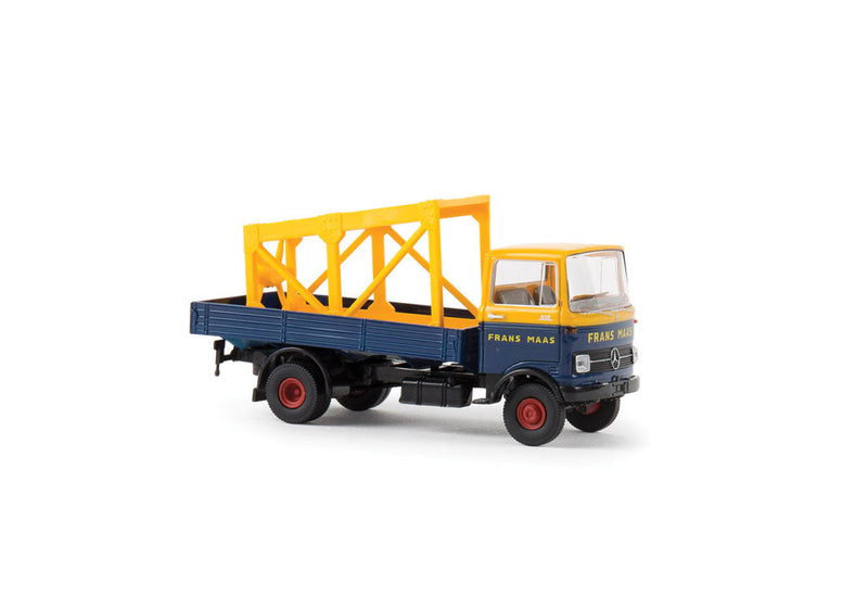 1965-1984 Mercedes-Benz LP 608 Low-Side Delivery Truck w/Load - Assembled -- Frans Maas (yellow, blue, gray, German Lettering)