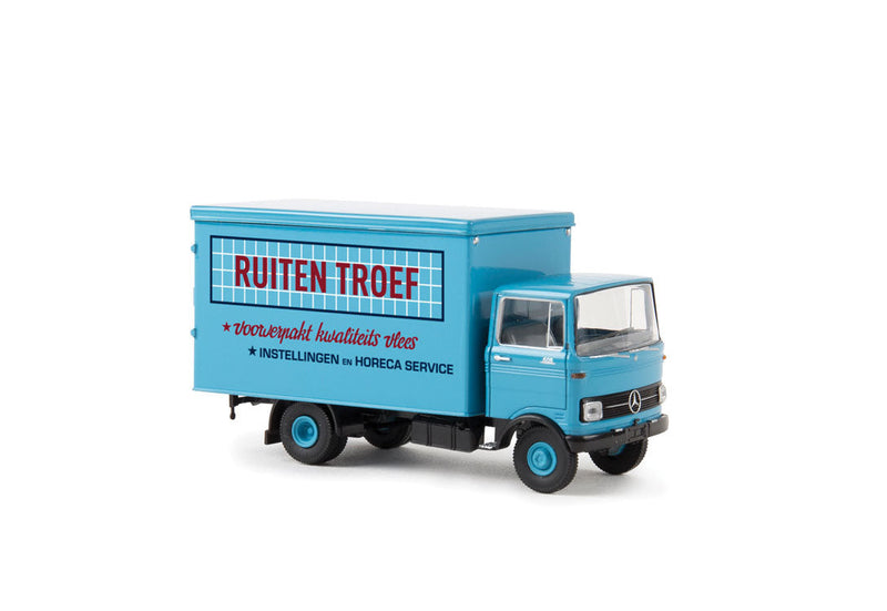 1965-1984 Mercedes-Benz LP 608 Box-Body Delivery Truck - Assembled -- Ruiten Troef (blue, red, German Lettering)