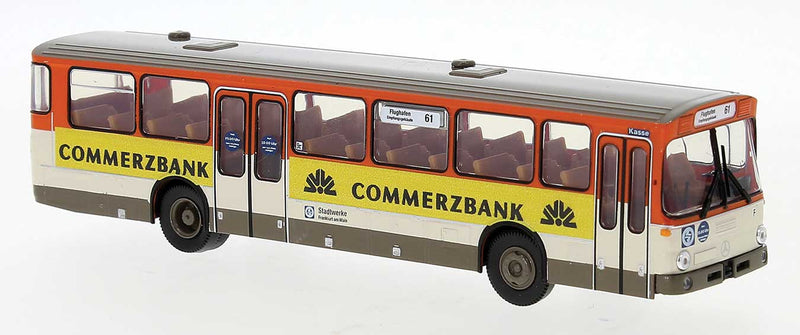 1970s Mercedes-Benz O 307 Bus - Assembled -- Frankfurt, Germany (orange, tan, white, Commerzbank Ads)