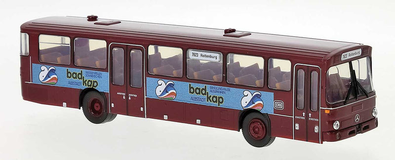 1970s Mercedes-Benz O 307 Bus - Assembled -- German Federal Railroad DB (maroon, blue, BadKap Ad, German Lettering)