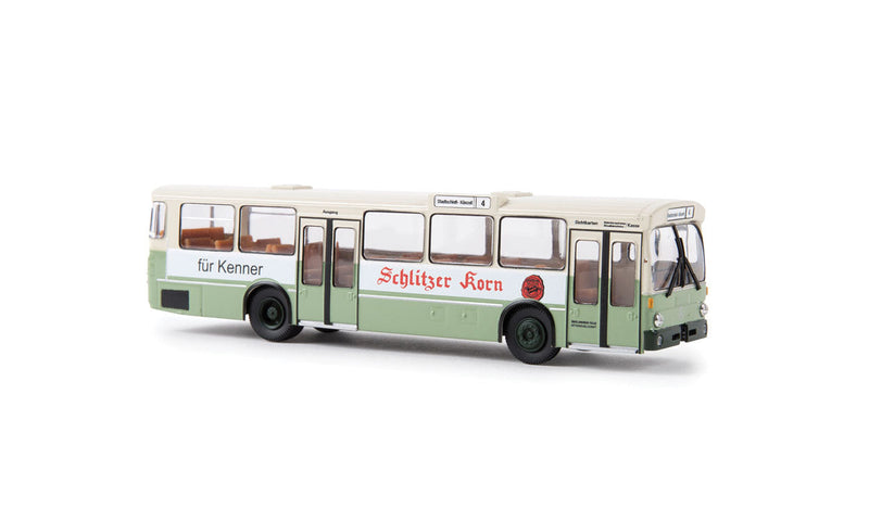 1967-1970s Mercedes-Benz O 305 City Bus - Assembled -- Fulda, Germany (green, white, German Lettering, Schlitzer Korn Ad)