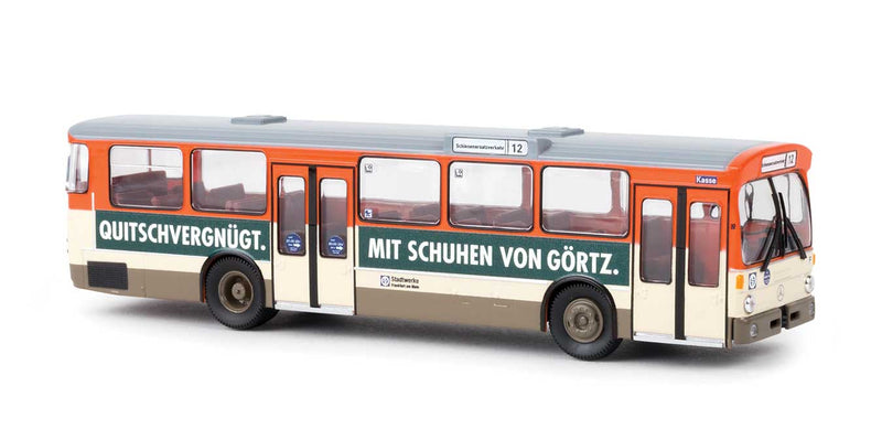 1967-1970s Mercedes-Benz O 305 City Bus - Assembled -- Frankfurt, Germany (white, orange, blue, Gortz Ads, German Lettering)