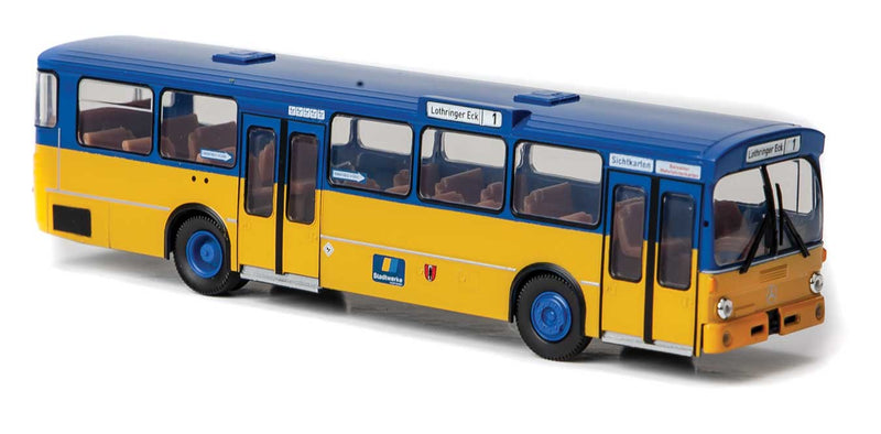 1967-1970s Mercedes-Benz O 305 City Bus - Assembled -- Kaiserslautern, Germany (blue, yellow, German Lettering)