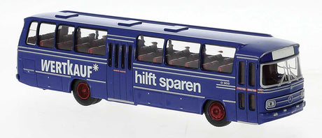 1965 Mercedes-Benz O 302 Bus - Assembled -- German Federal Railroad DB (blue, white, Wertkauf Ad, German Lettering)