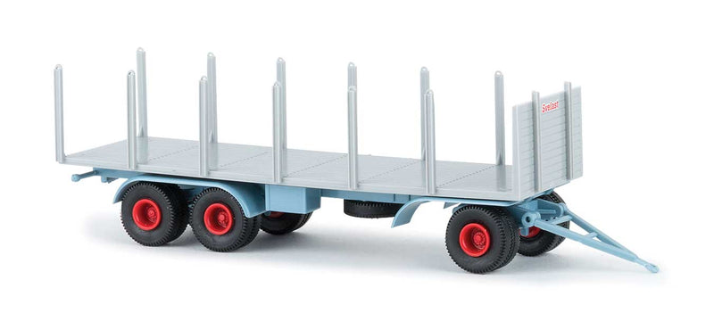 3-Axle Stake-Flatbed Trailer - Assembled -- Svelast (gray, light blue, German Lettering)