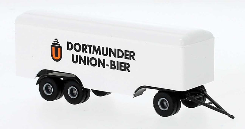 3-Axle Van Trailer - Assembled -- Dortmunder Union Bier (white, black, orange, German Lettering)
