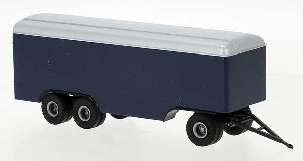1955 3-Axle Van Trailer w/Rounded Roof - Assembled -- Unlettered (black, silver)