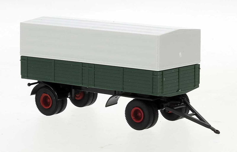 1950s 2-Axle Low-Side Trailer with Cover - Assembled -- Blue, White