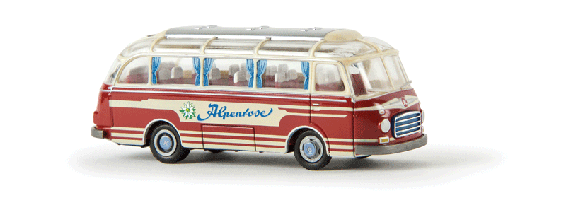 1955-1964 Kassbohrer Setra S 6 Bus - Assembled -- Ivory, Red-1