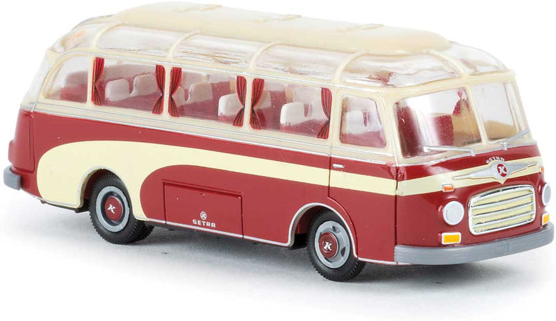 1955-1964 Kassbohrer Setra S 6 Bus - Assembled -- Red, Ivory